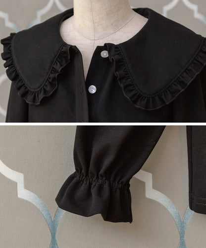 Japanese children's clothing panpantutu black bubble collar shirt 90-150cm girls summer TOPS interview/banquet/performance 