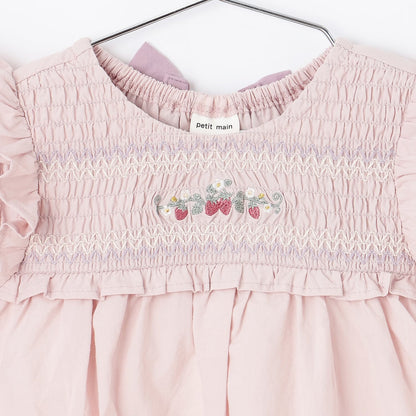 日本童裝 pe#main 士多啤梨刺繡連衣 70-80cm 女童款 初生嬰兒 夏季 Jumpsuit