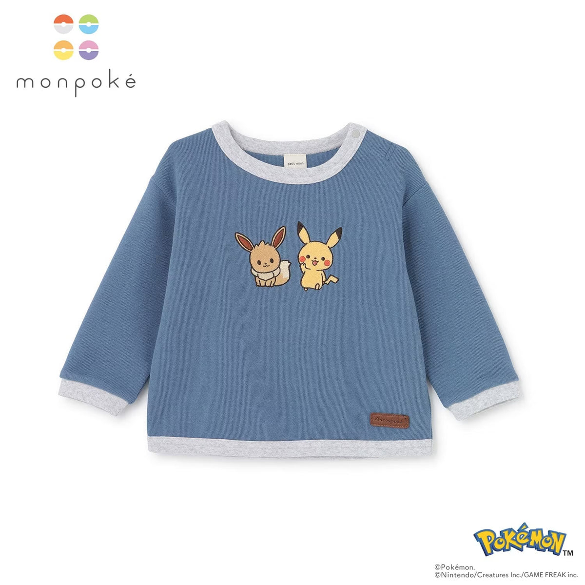 日本童裝 pe#main x【monpoke】貼花長袖上衣 80-120cm 男童款/女童款 秋季 TOPS