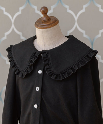 Japanese children's clothing panpantutu black bubble collar shirt 90-150cm girls summer TOPS interview/banquet/performance 