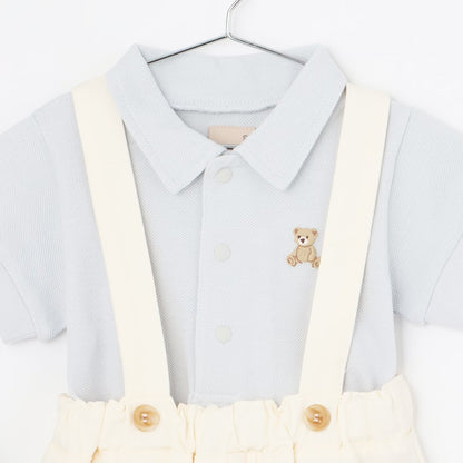日本童裝 pe#main polo連衣及吊帶褲套裝 70-80cm 男童款 初生嬰兒 夏季 Jumpsuit PANTS