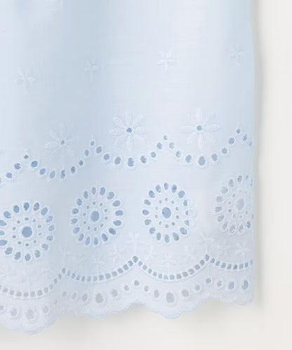 日本童裝 aF#a325 接觸冷感 蕾絲小飛袖刺繡上衣 90-150cm 女童款 夏季 TOPS