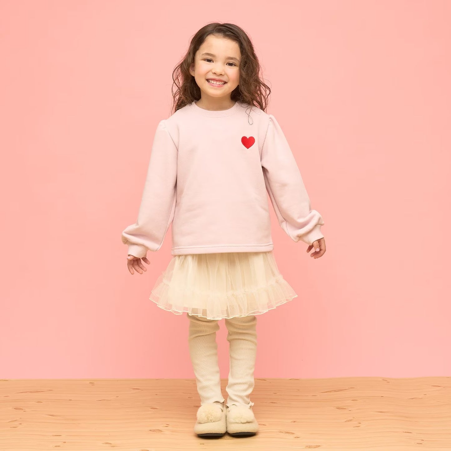 日本童裝 Ly# mine 速乾系列 心心刺繡衛衣 100-150cm 女童款 冬季 TOPS