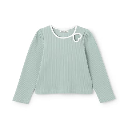 日本童裝 Ly# mine 心形鏤空毛巾布上衣 100-150cm 女童款 秋季 TOPS