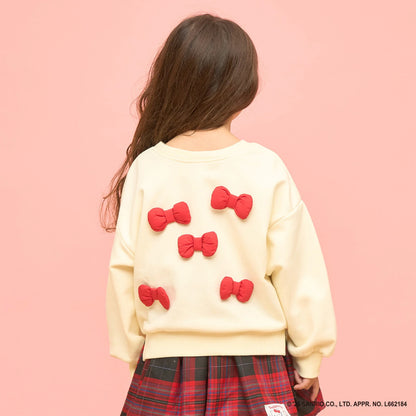 日本童裝 Ly# mine x Sanrio 速乾系列 2Way 前後兩著 Hello Kitty 3D絲帶衛衣 100-140cm 女童款 冬季 TOPS