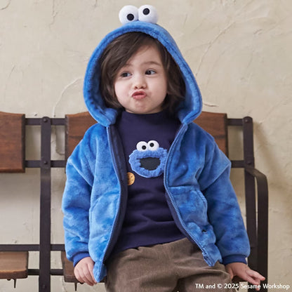 日本童裝 pe#main x SESAME STREET 芝麻街毛毛外套 80-130cm 男童款/女童款 冬季 OUTERWEAR 聖誕紅/新年紅