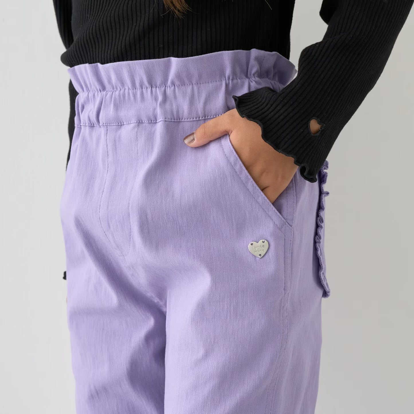 日本童裝 Ly# mine 荷葉邊口袋彈力長褲 100-140cm 女童款 秋季 PANTS