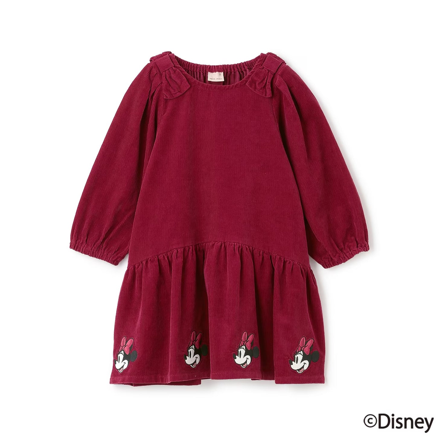 日本童裝 pe#main x Disney 燈芯絨連身裙 80-130cm 女童款 秋季 DRESSES 聖誕紅/新年紅