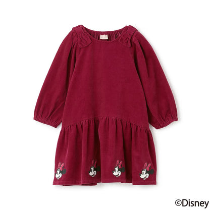 日本童裝 pe#main x Disney 燈芯絨連身裙 80-130cm 女童款 秋季 DRESSES 聖誕紅/新年紅