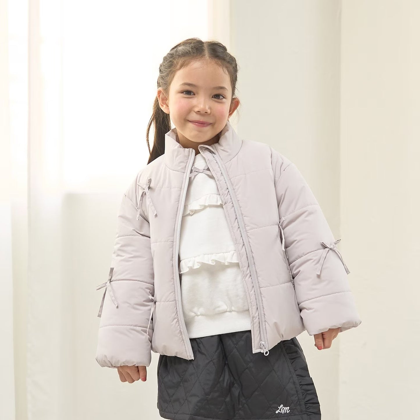 日本童裝 Ly# mine 蝴蝶結夾棉外套 100-150cm 女童款 冬季 (適合寒冷天氣、溫度低天氣）OUTERWEAR