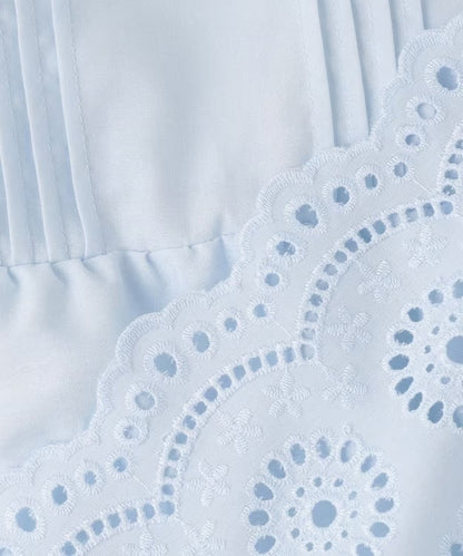 日本童裝 aF#a325 接觸冷感 蕾絲小飛袖刺繡上衣 90-150cm 女童款 夏季 TOPS