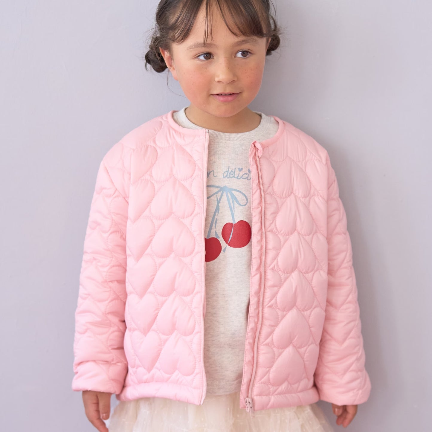 日本童裝 Ly# mine 心型絎縫夾棉外套 90-140cm 女童款 冬季 (適合初秋、香港平均溫度、寒冷天氣）OUTERWEAR 【日本預售：2026年9月中旬】