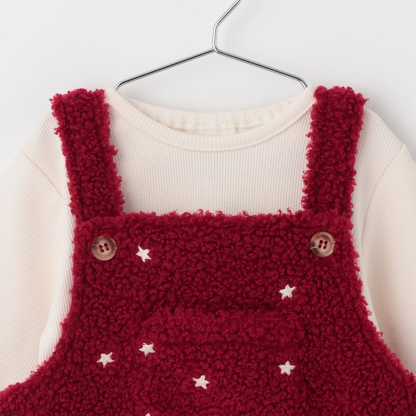 日本童裝 pe#main 星形刺繡連衣套裝 70-80cm 男童款/女童款 冬季  Jumpsuit 聖誕紅/新年紅