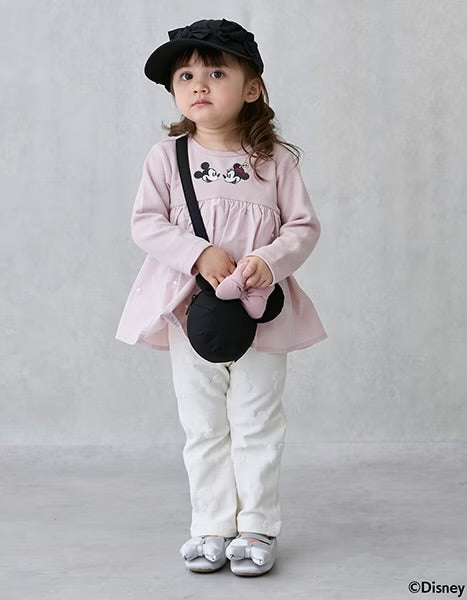 日本童裝 pe#main x Disney 珍珠拼接上衣 80-130cm 女童款 秋季 TOPS