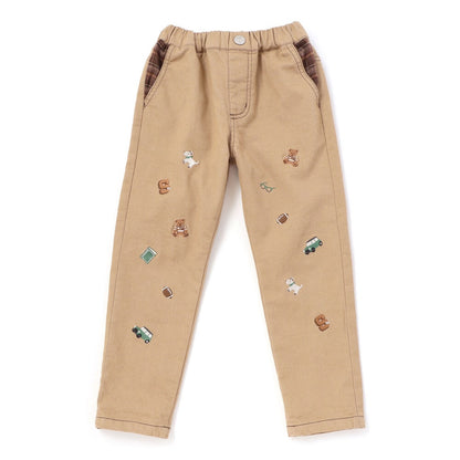 日本童裝  SLAP SLIP 刺繡薄抓毛長褲 80-130cm 男童款 冬季 PANTS