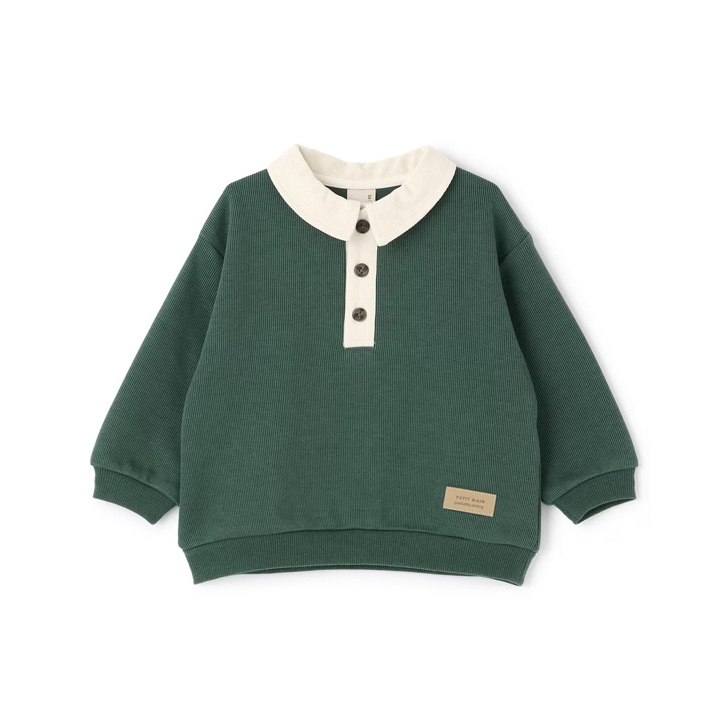 日本童裝 pe#main 抓毛翻領衛衣 90-130cm 男童款 冬季 TOPS