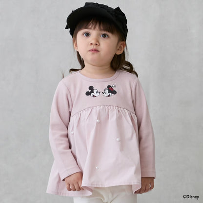 日本童裝 pe#main x Disney 珍珠拼接上衣 80-130cm 女童款 秋季 TOPS
