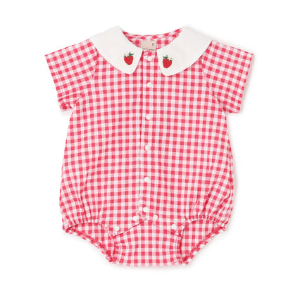 日本童裝 pe#main 水果領皺皺棉連衣 70-80cm 男童款/女童款 初生嬰兒 夏季 Jumpsuit