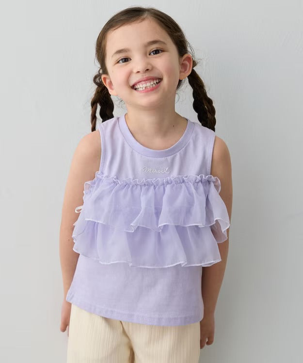 日本童裝 aF#a325 接觸冷感 3Way 露肩薄紗上衣 110-150cm 女童款 夏季 TOPS