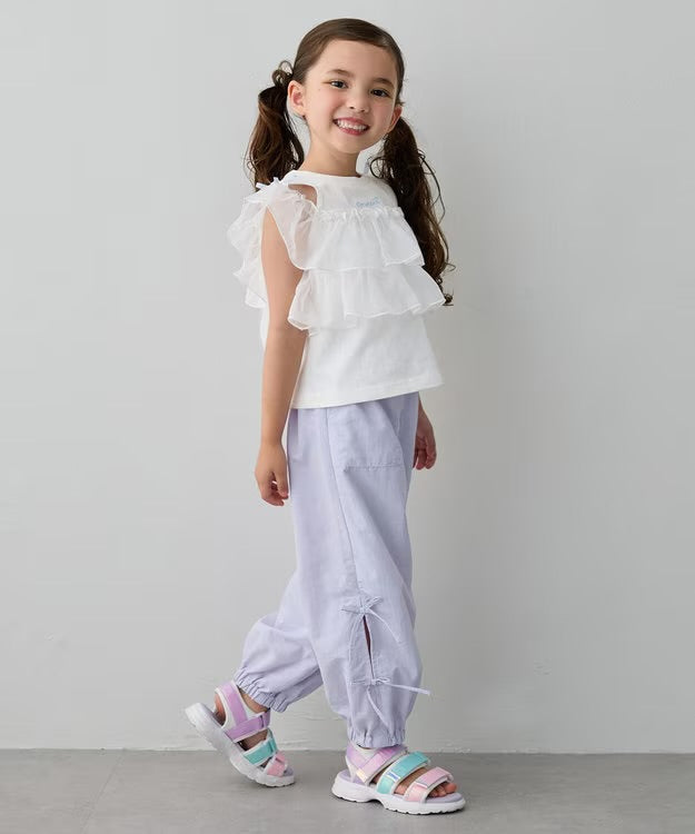 日本童裝 aF#a325 接觸冷感 3Way 露肩薄紗上衣 110-150cm 女童款 夏季 TOPS