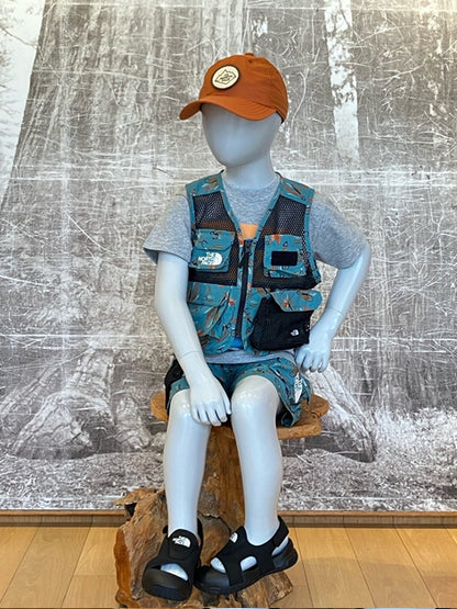 Japanese children's clothing TNF UV protection Hokkaido Shari Town printed top 100-120cm boys/girls summer TOPS 