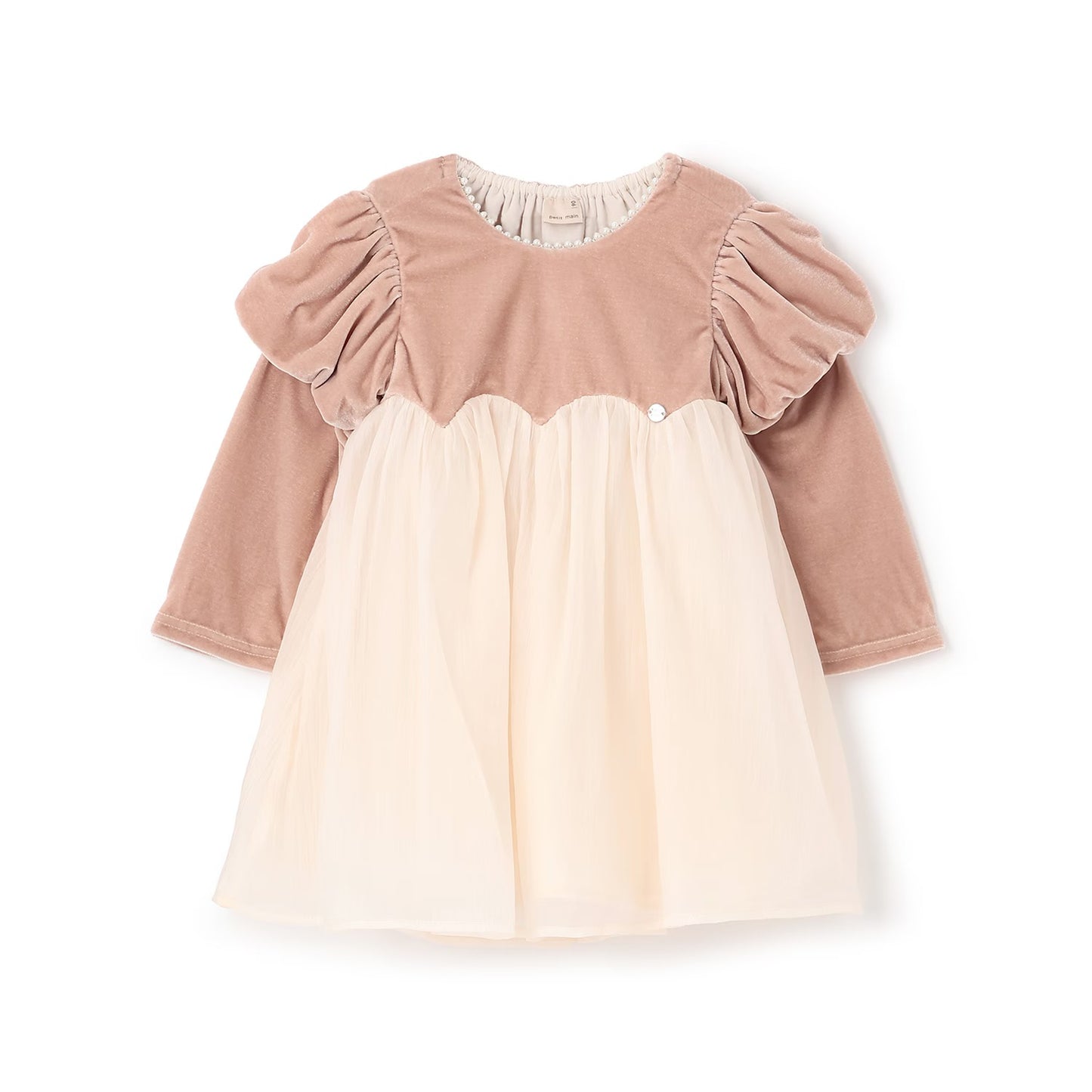 日本童裝 pe#main 泡泡袖雪紡連身裙 80-130cm 女童款 冬季 DRESSES 面試/宴會/表演