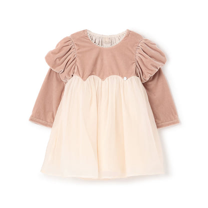 日本童裝 pe#main 泡泡袖雪紡連身裙 80-130cm 女童款 冬季 DRESSES 面試/宴會/表演