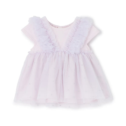 日本童裝 pe#main 假兩件薄紗拼接上衣 80-130cm 女童款 夏季 TOPS