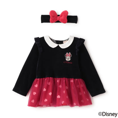 日本童裝 pe#main x Disney 絨毛薄紗拼接上衣 80-130cm 女童款 秋季 TOPS