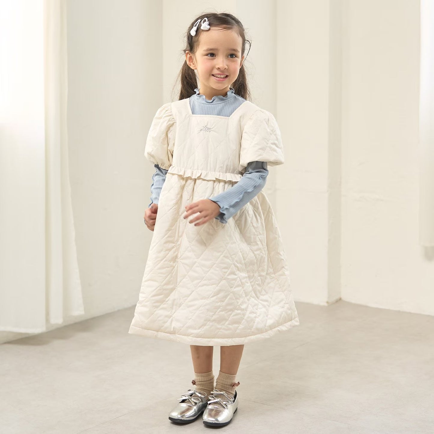 日本童裝 Ly# mine 絎縫夾棉蓬蓬連身裙 100-150cm 女童款 冬季 DRESSES