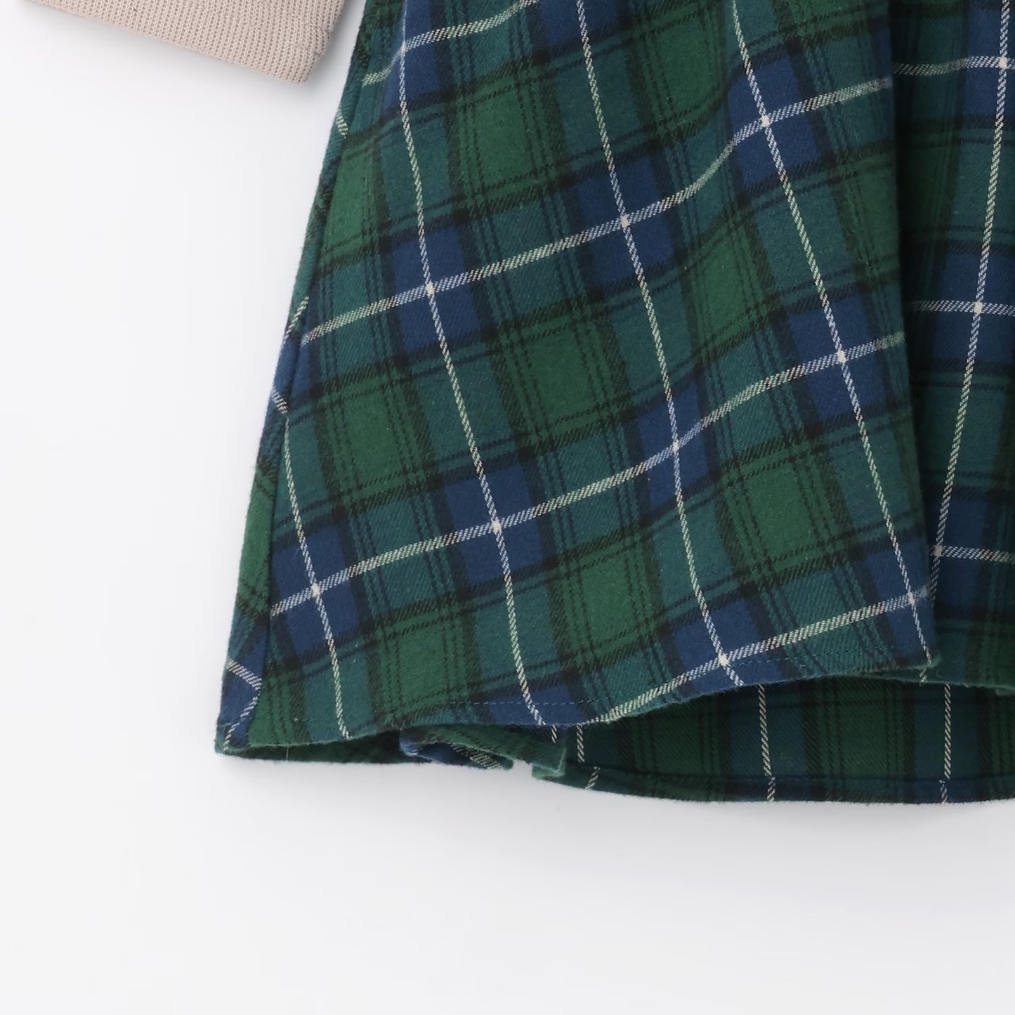 日本童裝 pe#main 假兩件格仔連身裙 80-130cm 女童款 冬季 DRESSES 面試/宴會/表演 聖誕紅/新年紅