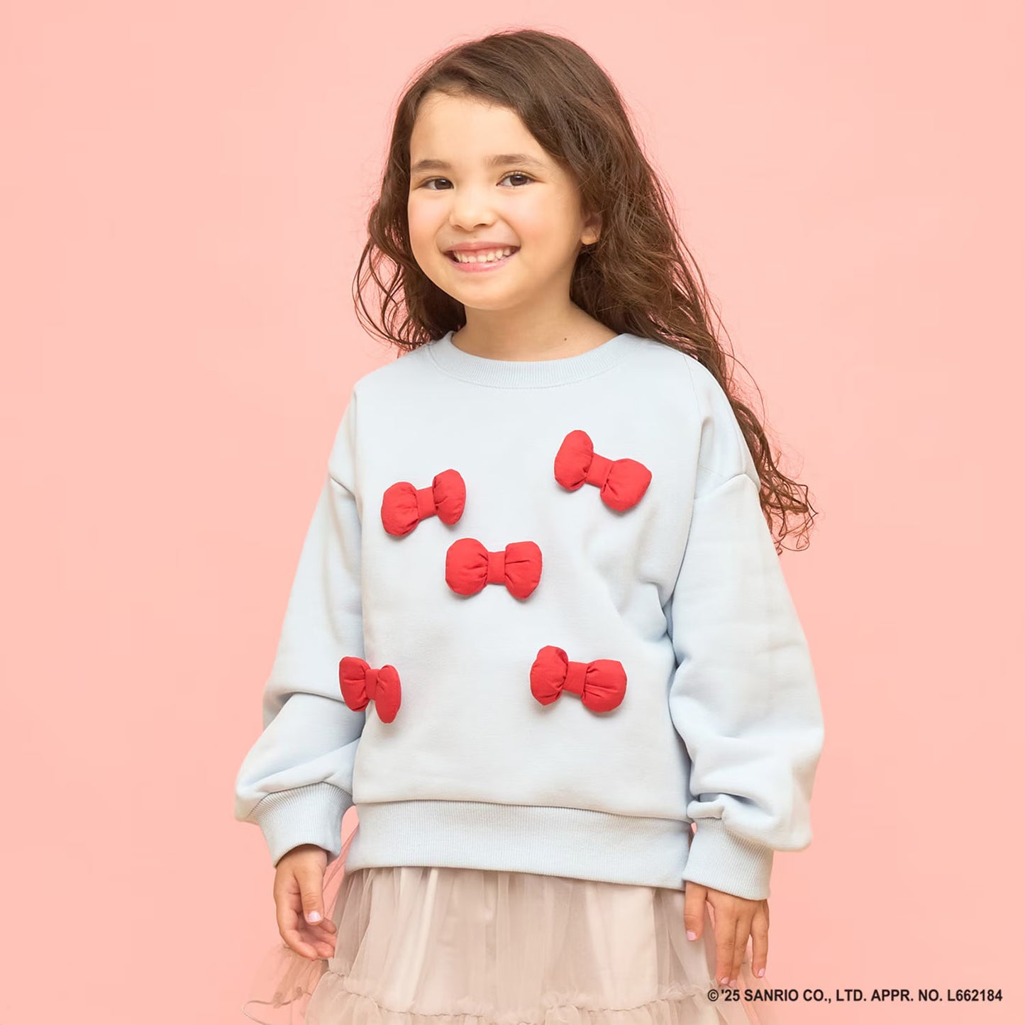 日本童裝 Ly# mine x Sanrio 速乾系列 2Way 前後兩著 Hello Kitty 3D絲帶衛衣 100-140cm 女童款 冬季 TOPS