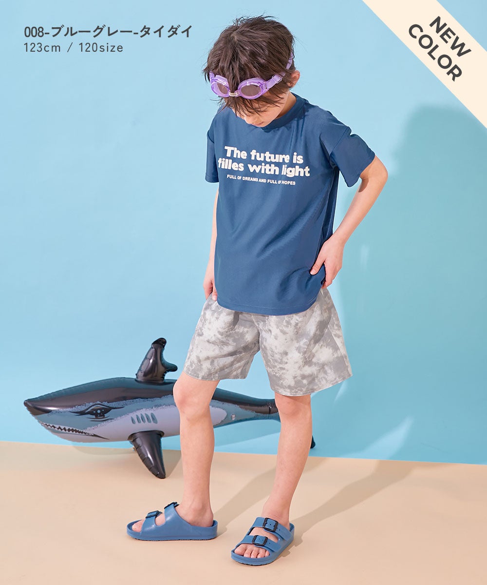 日本童裝 dev!rock 防UV 印花短袖沙灘兩件套裝 100-160cm 男童款 夏季 TOPS PANTS 夏日玩水泳衣特輯