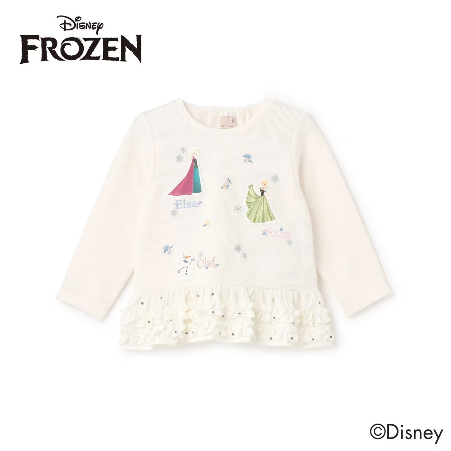 日本童裝 pe#main x Disney Frozen花邊上衣 80-130cm 女童款 冬季 TOPS
