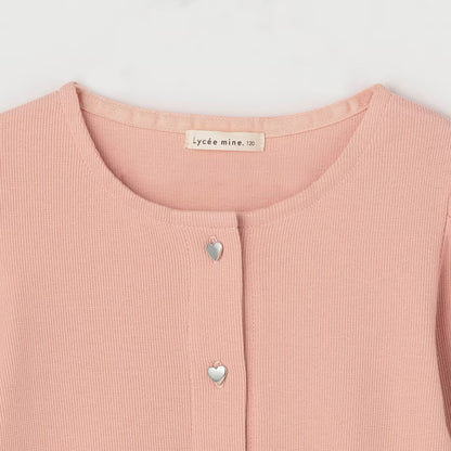 日本童裝 Ly# mine 心型紐扣羅紋外套 100-140cm 女童款 秋季 TOPS OUTERWEAR