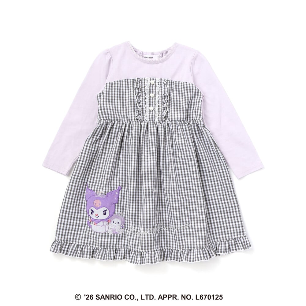 日本童裝 Slap Slip x Sanrio 格子拼接連身裙 80-130cm 女童款 秋季 DRESSES 其他品牌童裝