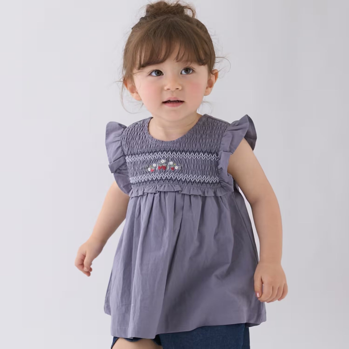 日本童裝 pe#main 士多啤梨刺繡上衣 80-130cm 女童款 夏季 TOPS