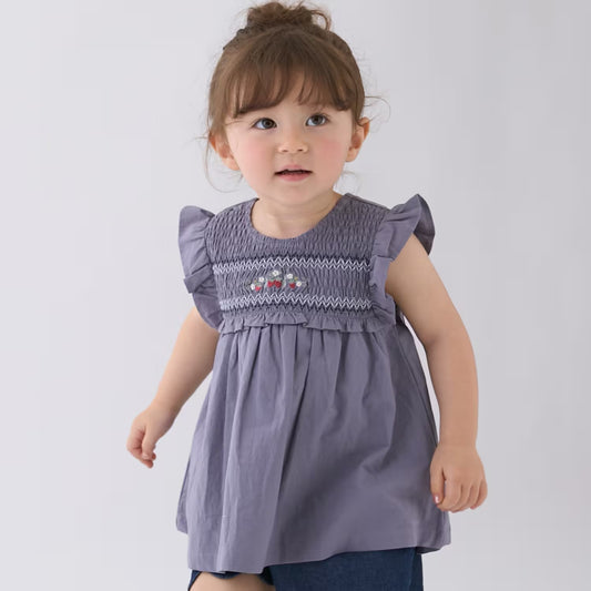 日本童裝 pe#main 士多啤梨刺繡上衣 80-130cm 女童款 夏季 TOPS