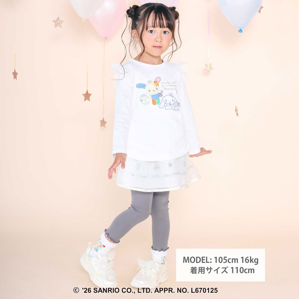 日本童裝 Slap Slip x Sanrio 肩部刺繡荷葉邊長袖上衣 80-130cm 女童款 秋季 TOPS 其他品牌童裝