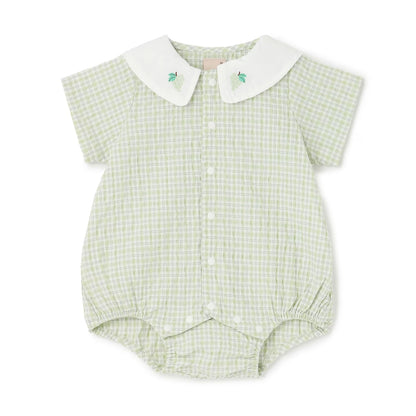 日本童裝 pe#main 水果領皺皺棉連衣 70-80cm 男童款/女童款 初生嬰兒 夏季 Jumpsuit