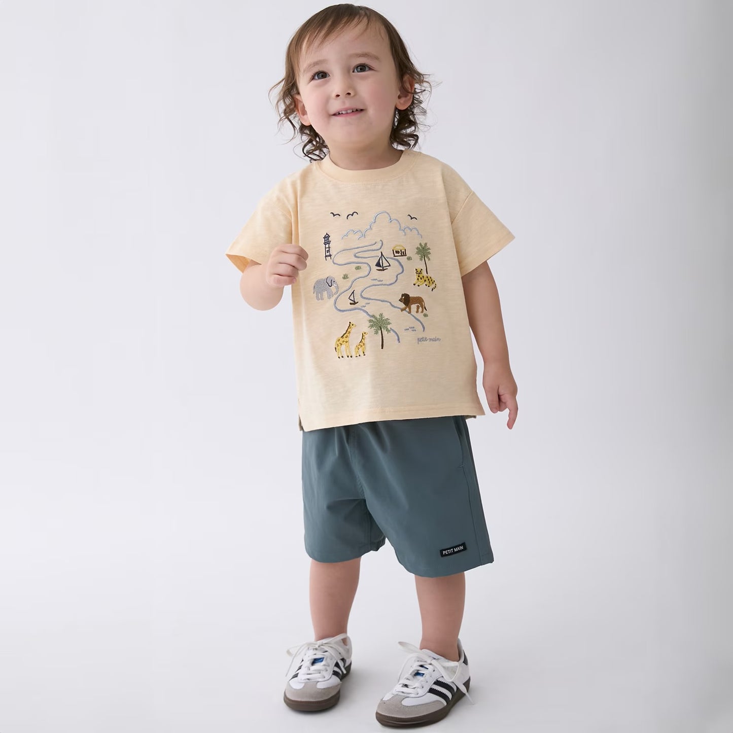 日本童裝 pe#main 野生動物園刺繡短袖上衣 80-130cm 男童款 初生嬰兒 夏季 TOPS