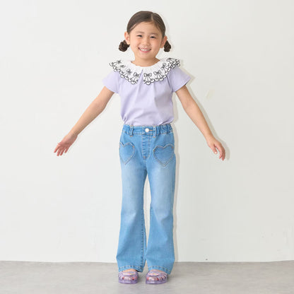 日本童裝 Ly# mine 2Way 前後兩著 接觸冷感 防UV 不易變形 蕾絲領上衣 100-150cm 女童款 夏季 TOPS