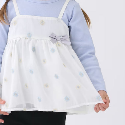 日本童裝 pe#main 刺繡花吊帶及上衣套裝 80-130cm 女童款 夏季 TOPS