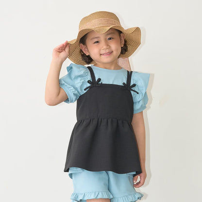 Japanese children's clothing Ly# mine tank top and shorts set 100-150cm girls summer TOPS PANTS 