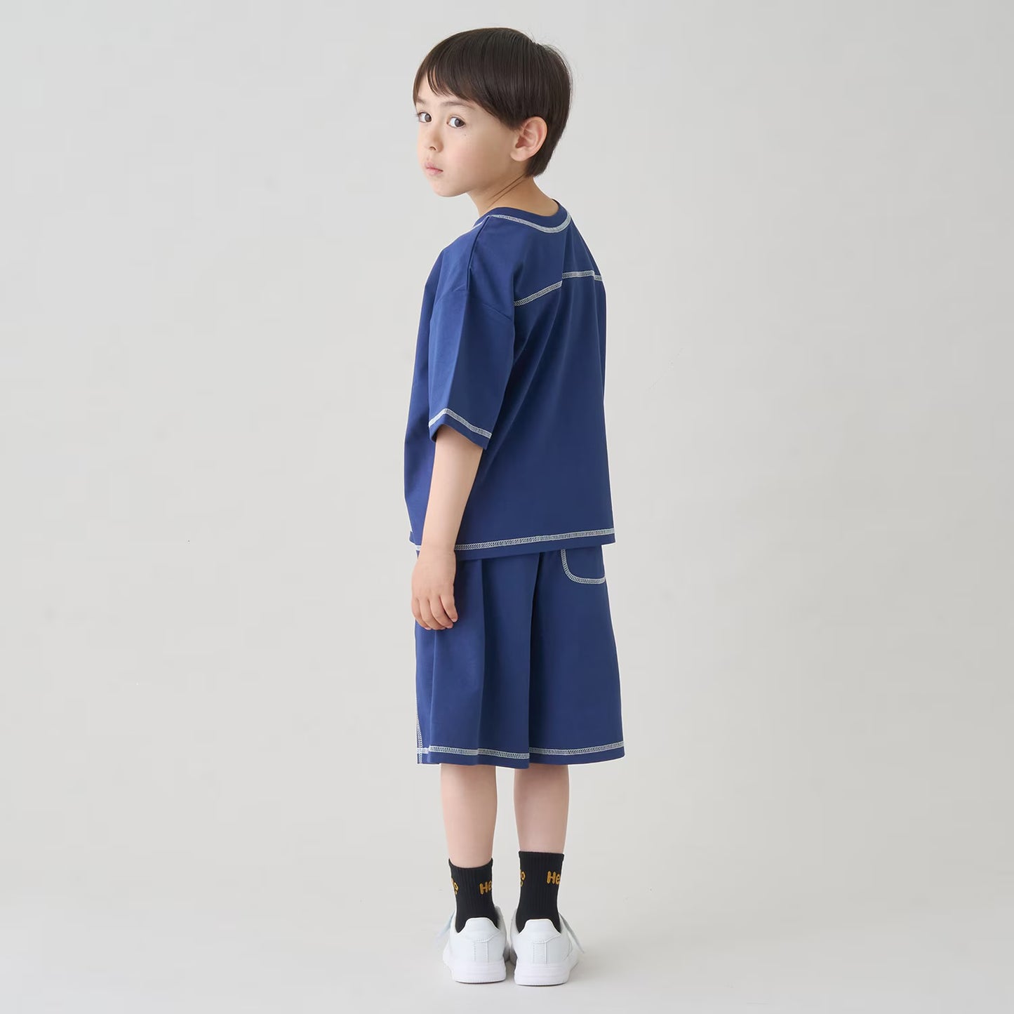 日本童裝 b・R# 防UV 隔熱布料 2Way 前後兩著 撞色拼接上衣 100-140cm 男童款 夏季 TOPS