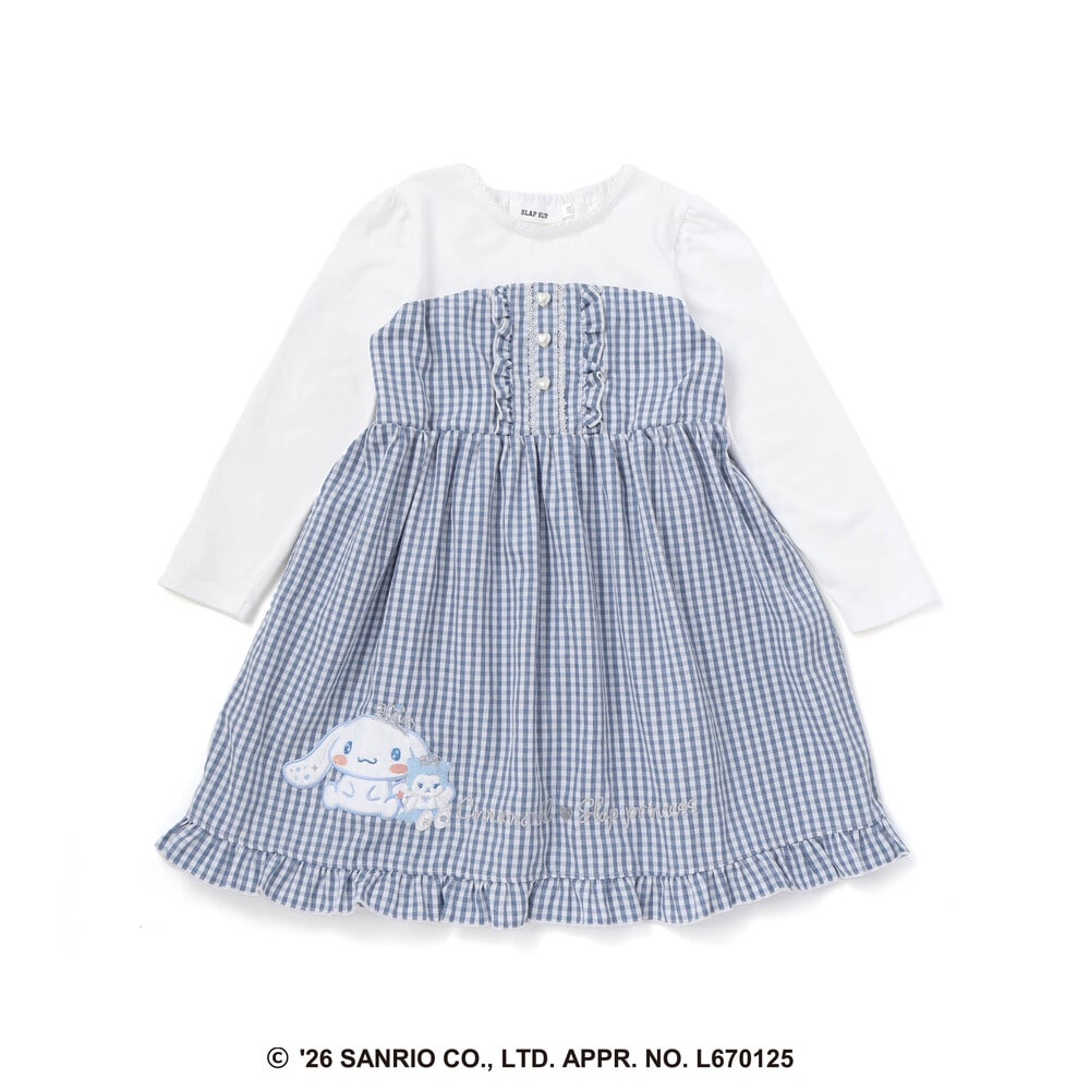 日本童裝 Slap Slip x Sanrio 格子拼接連身裙 80-130cm 女童款 秋季 DRESSES 其他品牌童裝