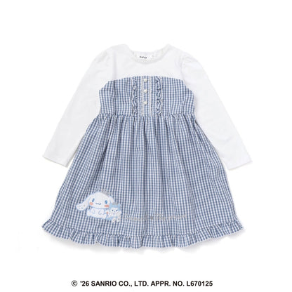 日本童裝 Slap Slip x Sanrio 格子拼接連身裙 80-130cm 女童款 秋季 DRESSES 其他品牌童裝