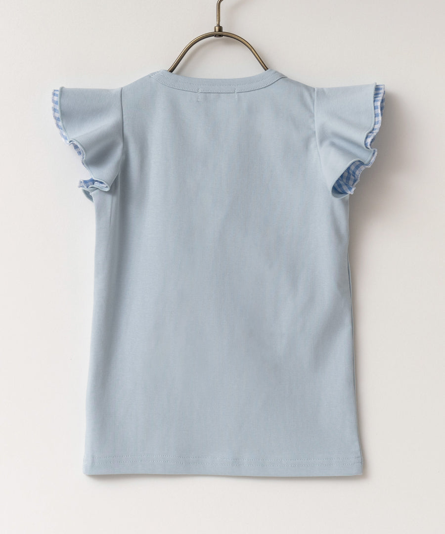 日本童裝 panpantutu 格仔小飛袖上衣 80-140cm 女童款 夏季 TOPS