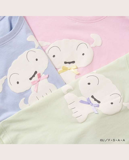 Japanese children's clothing Ly# mine x Crayon Shin-chan 3D White Short-sleeved Top 100-140cm Girls Summer TOPS 
