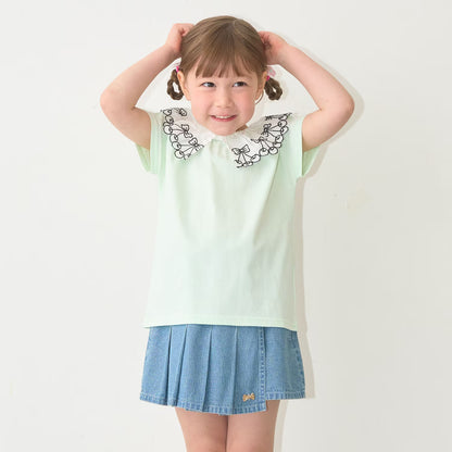 日本童裝 Ly# mine 2Way 前後兩著 接觸冷感 防UV 不易變形 蕾絲領上衣 100-150cm 女童款 夏季 TOPS